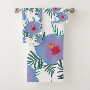 Tropical blue hibiscus bath towel set