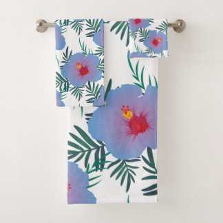 Tropical blue hibiscus bath towel set