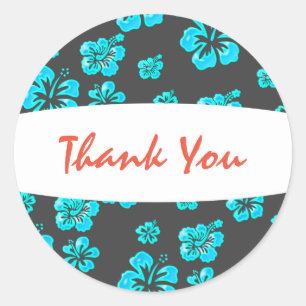 Tropical Blue Hibiscus Flower Floral Sticker