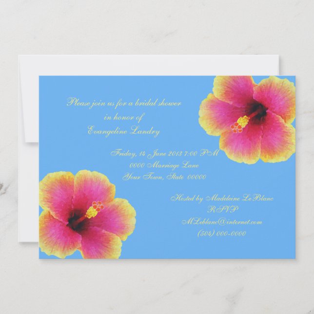 Tropical Blue Hibiscus Flower Invitations (Front)