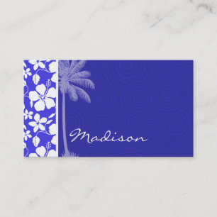 Tropical Blue Hibiscus; Palm Business Card
