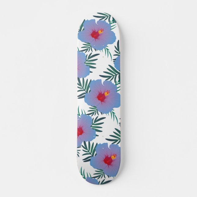 Tropical blue hibiscus skateboard (Front)