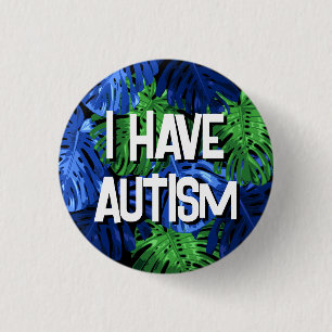 Tropical Blue Jungle Leaves Mens Autism 3 Cm Round Badge