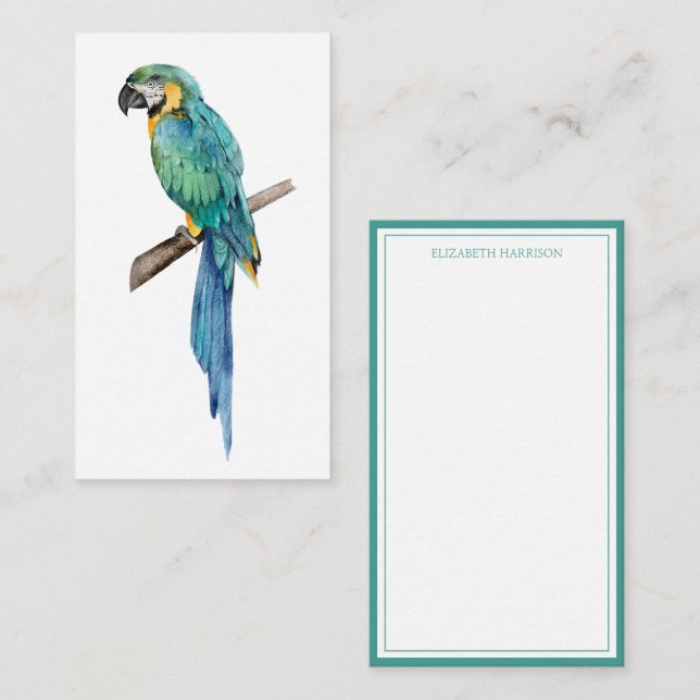 Tropical Blue Macaw Personalised Card (Front/Back)