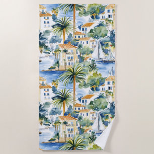 Tropical Blue Mediterranean   Beach Towel