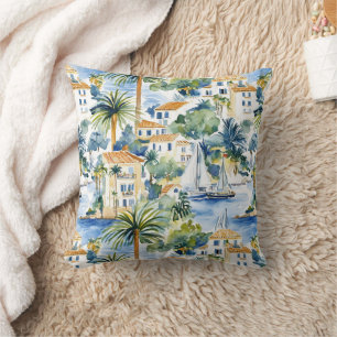 Tropical Blue Mediterranean Cushion