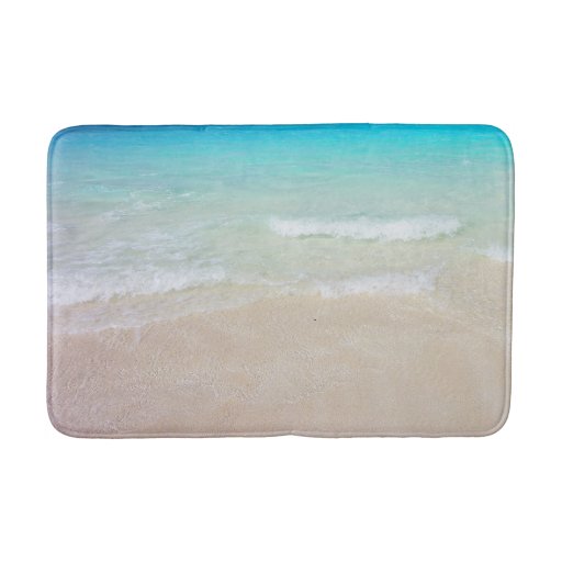 Image of Tropical Blue Ocean and Beach Sand Bath Mat