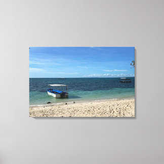 Tropical Blue Ocean Beach & Boat: Summer Vibe Canvas Print