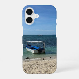 Tropical Blue Ocean Beach & Boat: Summer Vibe iPhone 16 Case