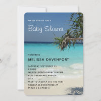 Tropical Blue Ocean Beach Scene Photo Baby Shower
