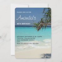 Tropical Blue Ocean Beach Scene Photo Birthday