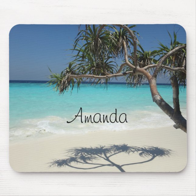 Tropical Blue Ocean Beach Scene Photo Mouse Mat (Front)