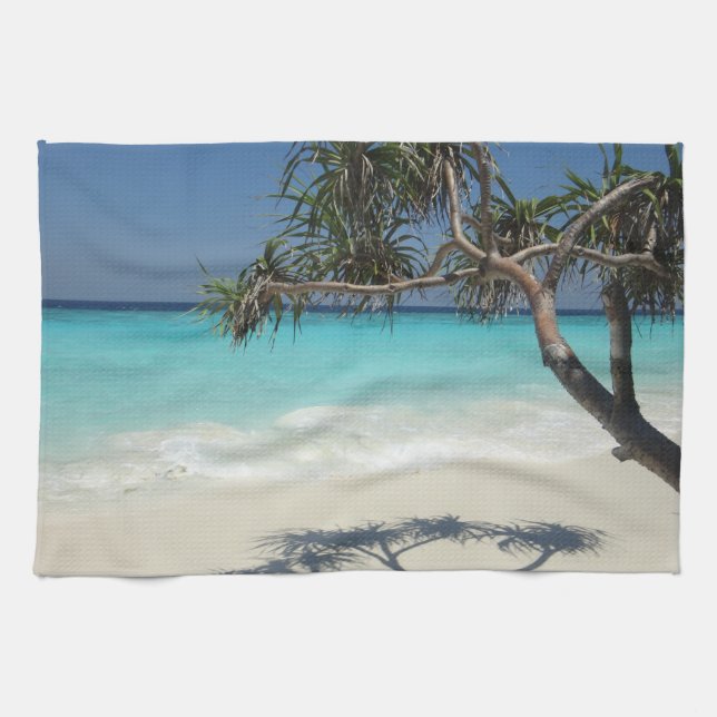 Tropical Blue Ocean Beach Scene Photo Tea Towel (Horizontal)