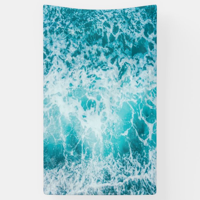 Tropical Blue Ocean Waves Banner (Vertical)