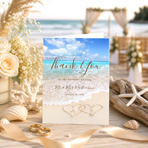 Tropical Blue Ocean Waves Beach Wedding Thank You Card