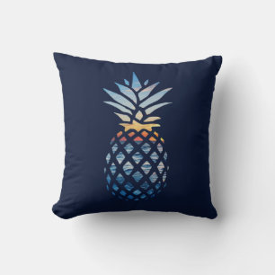 Tropical Blue Ocean Waves Pineapple Cushion