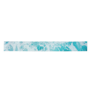 Tropical Blue Ocean Waves Satin Ribbon