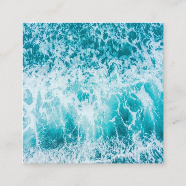 Tropical Blue Ocean Waves Square Business Card (Front)