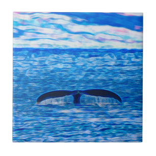 Tropical Blue Ocean Whale Tail Tile