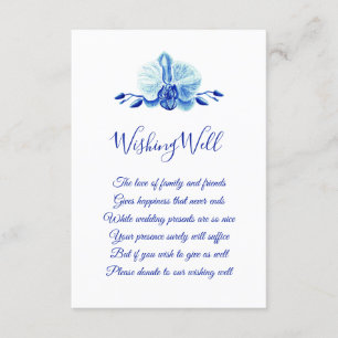 Tropical Blue Orchid Wedding Wishing Well Enclosure Card