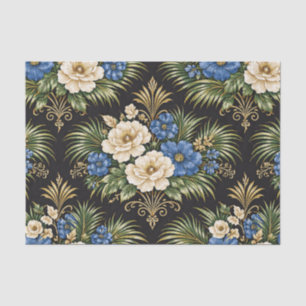 Tropical Blue Palm Floral Tissue Paper