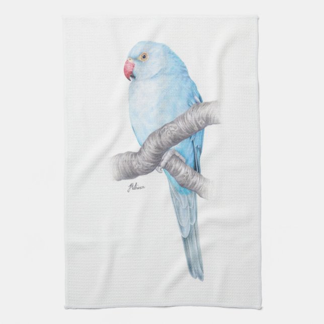 Tropical Blue Parrot Tea Towel (Vertical)