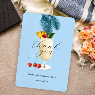Tropical Blue Pina Colada Cocktail Party Thank You Card