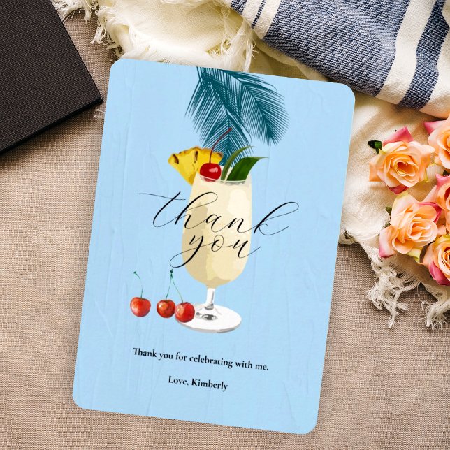 Tropical Blue Pina Colada Cocktail Party Thank You Card (Creator Uploaded)