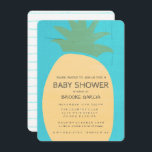 Tropical Blue Pineapple Baby Shower Invite<br><div class="desc">Tropical blue and yellow pineapple design baby shower party invitation printed in grey ink in a simple handwritten font. Reverse side of invitation is coordinating blue and white stripe design. Customise this invitation by changing the wording to fit your needs. To further customise, choose the customise it button -you will...</div>