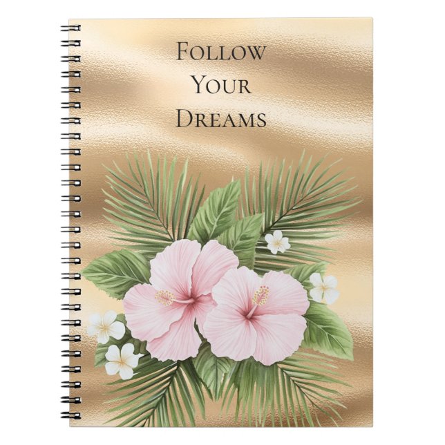 Tropical Blue Pink Hibiscus Floral   Notebook (Front)