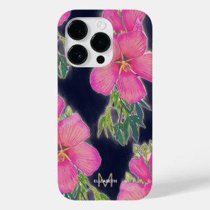 Tropical Blue Pink Hibiscus Flower Painting Case-Mate iPhone 14 Pro Case