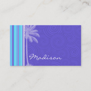 Tropical Blue & Purple Stripes; Striped Business Card