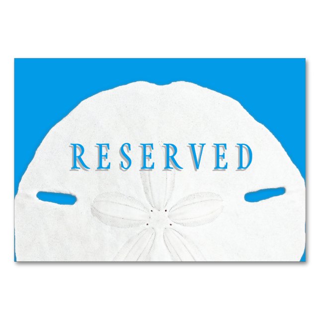 Tropical Blue Sand Dollar Reserved Seating Table Number (Front)