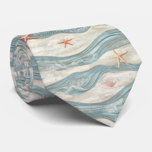 Tropical Blue Sea Coral Starfish Coastal Tie