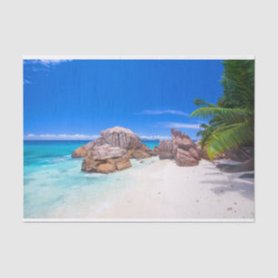 Tropical Blue Sea Sandy Beach Island Tissue Paper