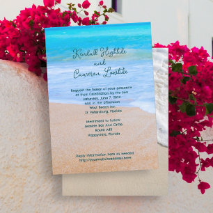 Tropical Blue Sea Wedding Invitation With RSVP