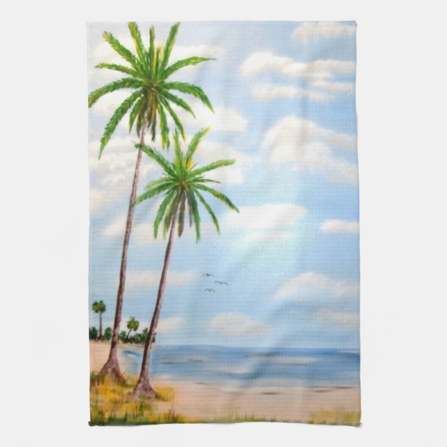 Tropical Blue Sky Tea Towel (Vertical)