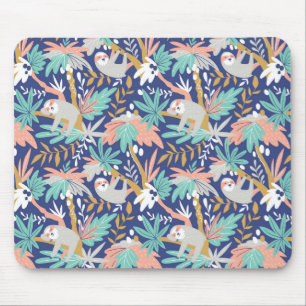 Tropical Blue Sloth Pattern Mouse Mat
