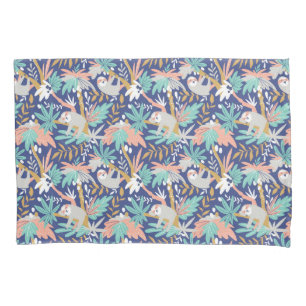 Tropical Blue Sloth Pattern Pillowcase