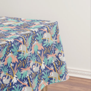 Tropical Blue Sloth Pattern Tablecloth