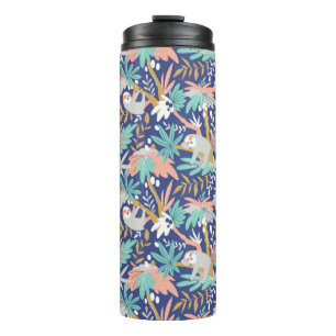 Tropical Blue Sloth Pattern Thermal Tumbler