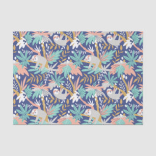 Tropical Blue Sloth Pattern Tissue Paper