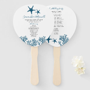 Tropical Blue Starfish Wedding Program Fan