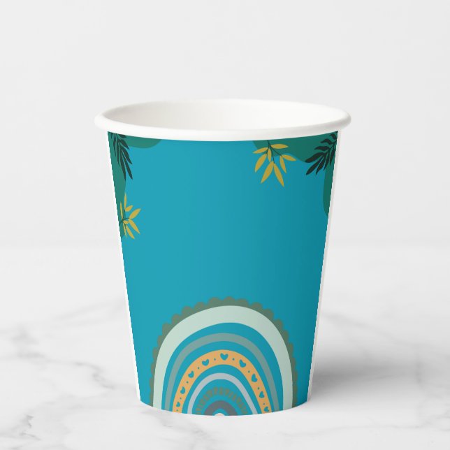 Tropical blue teal paper cups (Front)