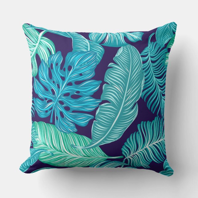 Tropical Blue Throw Pillow (Front)
