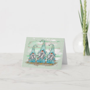 Tropical Blue Watercolor Beach Gnomes Card