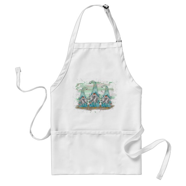Tropical Blue Watercolor Beach Gnomes Standard Apron (Front)