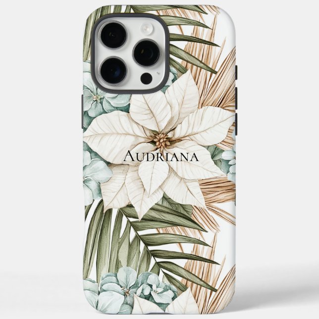 Tropical Blue White Flowers Case-Mate iPhone Case (Back)