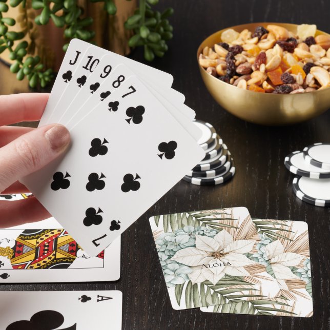 Tropical Blue White Flowers   Playing Cards (In Situ)