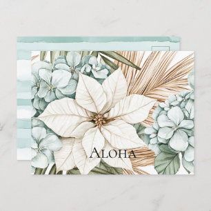 Tropical Blue White Flowers   Postcard